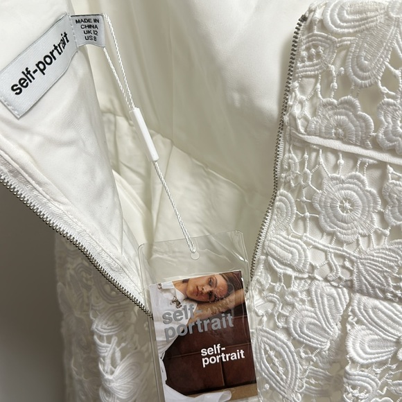 Self Portrait White Guipure Floral Lace Midi Dress - Picture 15 of 16